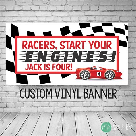 Custom Race Car Birthday Vinyl Backdrop Race Car Banner For Photo Op Or
