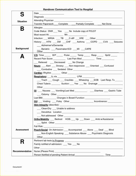 Printable Blank Sbar Template Printable Word Searches