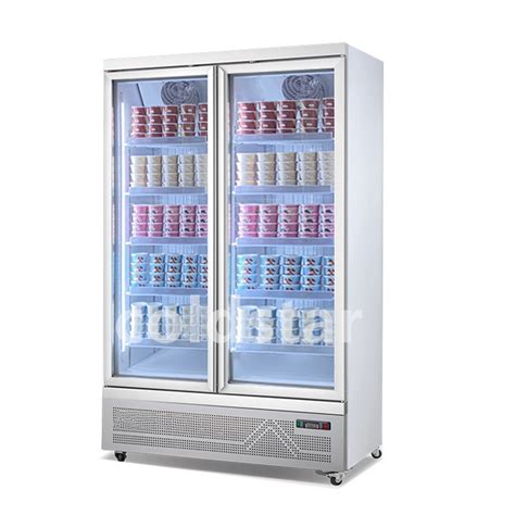 Supermarket Upright Freezer Glass Door Display Ice Cream Freezer