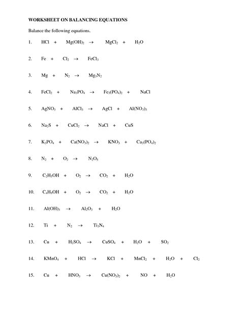 A day to day balancing act that hint you may treat this as a differential equation with separable variables for those who are unfamiliar with calculus you may still answer this question albeit in a simpler form write an. 14 Best Images of Balancing Chemical Reactions Worksheet ...