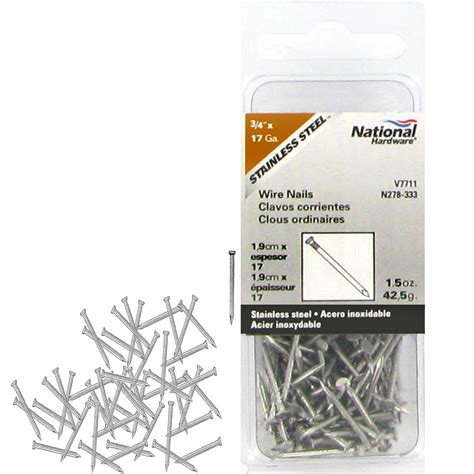 National Hardware N278 333 Stainless Steel Wire Nails 17 Gauge By 34