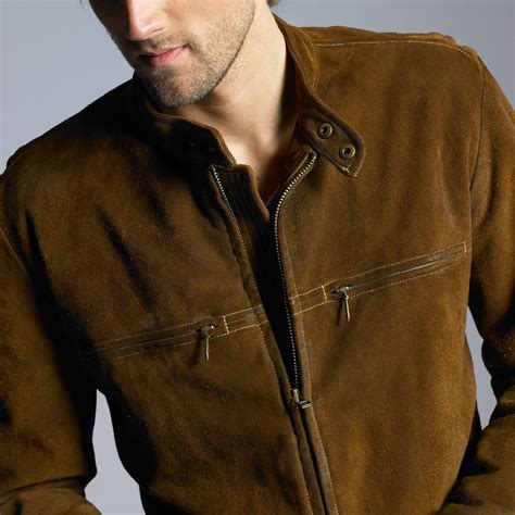 Jcrew Suede Racer Jacket In Brown For Men Lyst