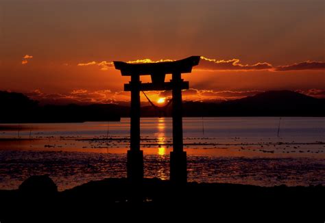 Sunset At Nagao Shrine In Japan Image Free Stock Photo Public