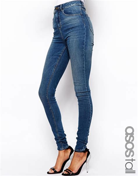 Asos Tall Ridley High Waist Ultra Skinny Jeans In Mid Stonewash At Asos Com