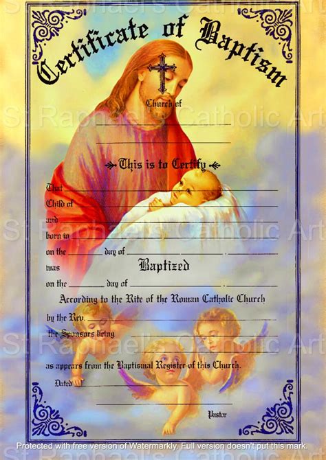 Traditional Catholic Baptism Certificate Record Remembrance Etsy
