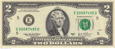 2 Dollars 2003a E 2003 Issue 2 Dollars United States Of America
