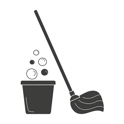 The Silhouette Of A Mop And A Bucket With Water 3232204 Vector Art At