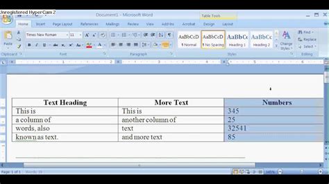 Word Tables Column Alignment Youtube