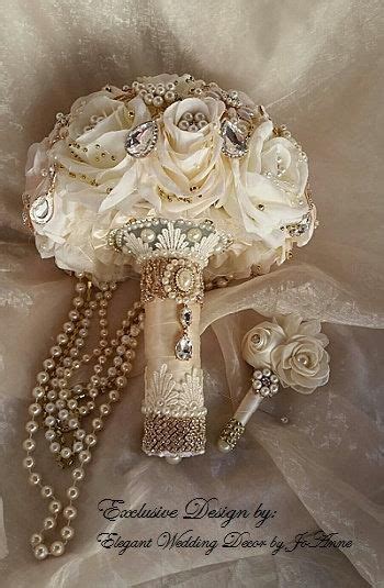 Cascading Pearl Rose Gold Brooch Bouquet Custom Cascading Pearl Blush