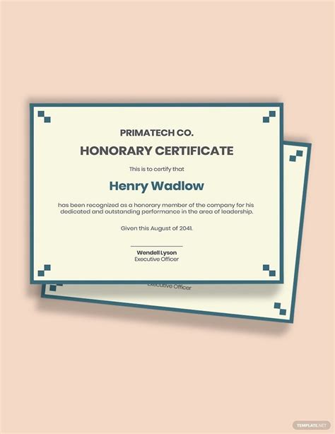 Honorary Membership Certificate Template In Illustrator Pages Psd