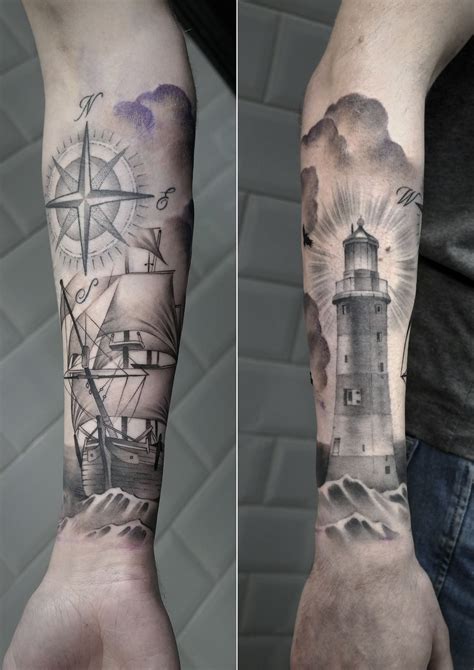 Sailing Ship With Compass And Lighthouse Something Fresh Something