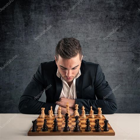 Man Playing Chess Isolated On Dark Grunge Background — Stock Photo