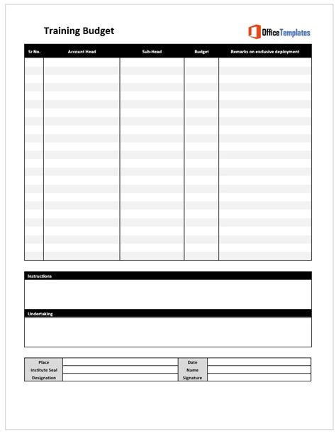 Training Budget Template 01 Office Templates