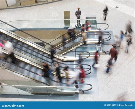 People Moving On An Escalator Stock Image Image Of Moving Shop 30790197