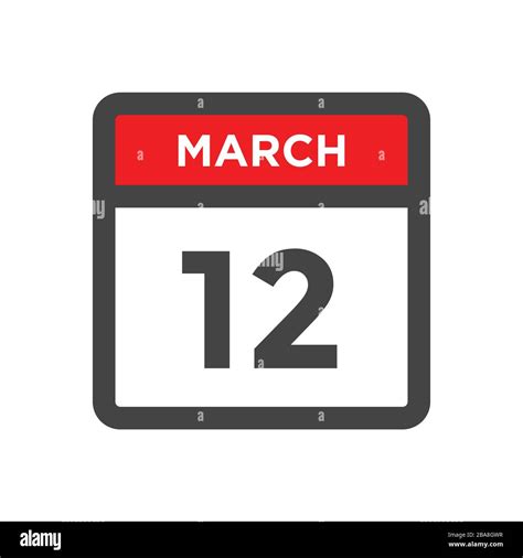 March 12 Calendar Icon Day Of Month Stock Vector Image And Art Alamy