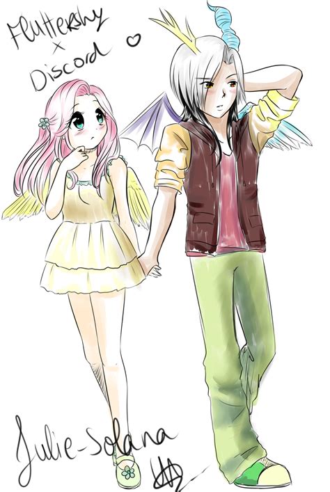 Fluttershy And Discord Humanized By Feather Dream On Deviantart