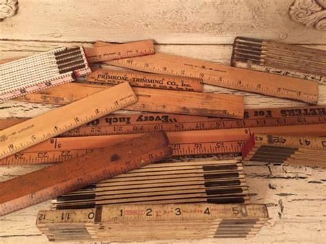 13 Vintage Wooden Rulers And Yard Sticks Assorted Sizes And