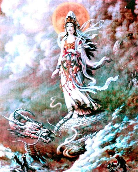 Kuan Yin On A Dragon Symbolic Of The Power Of The Flow Of Life Gods