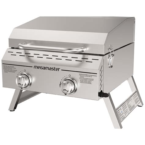 Megamaster Stainless Steel 2 Burner Flat Top Propane Gas Grill