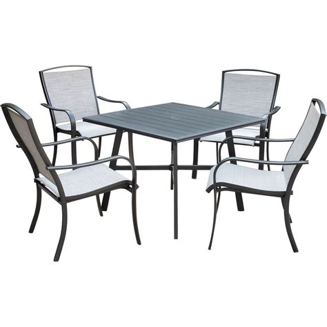 Hanover Foxhill 5 Piece Commercial Grade Patio Dining Set With 4 Sling