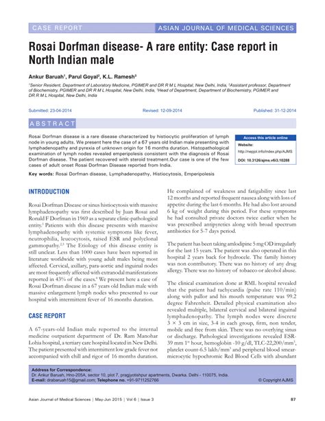 Pdf Rosai Dorfman Disease A Rare Entity Case Report In North Indian