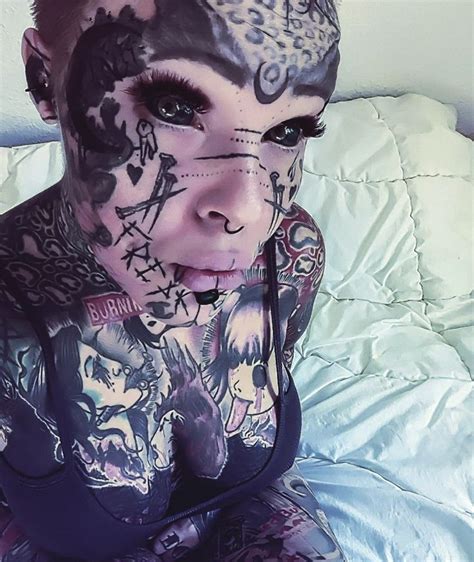 Pin By Henrik Nielsen On Face Tattoos Tattoed Women Full Body Tattoo Facial Tattoos