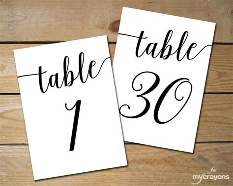 Instant Download Printable Table Numbers 1 30 Black Table Numbers