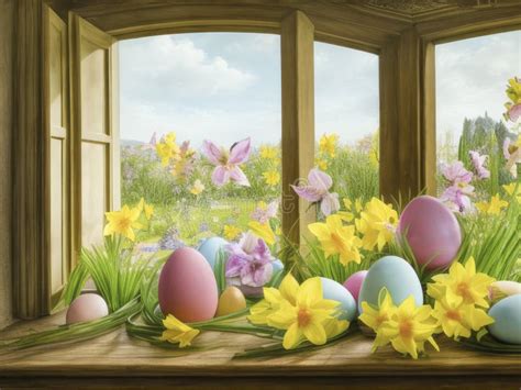 Vibrant Easter Scene With A Delightful Display Of Pastel Colored Easter