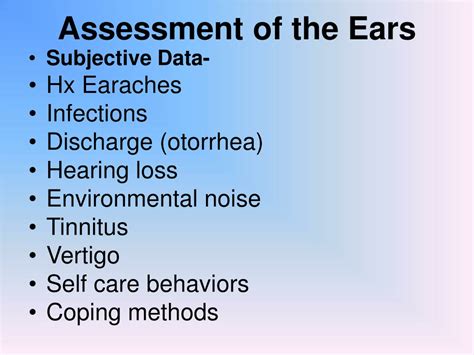 Ppt Assessment Of The Ears Powerpoint Presentation Free Download
