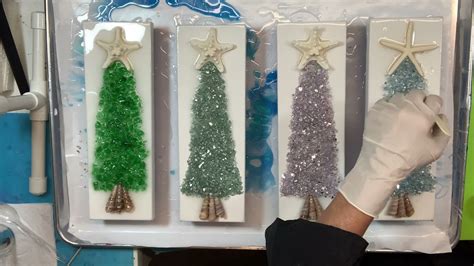 Proglas 1000 Tabletop Epoxy Resin Crushed Glass Christmas Trees By