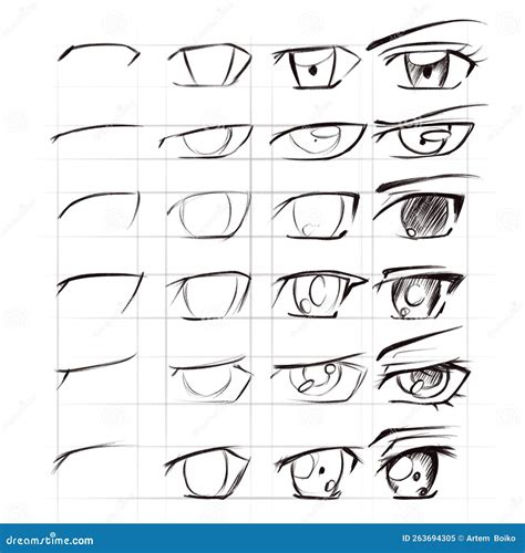 Artione Cómo Dibujar Ojos De Anime Stock De Ilustración Ilustración De Drenaje Fuente 263694305