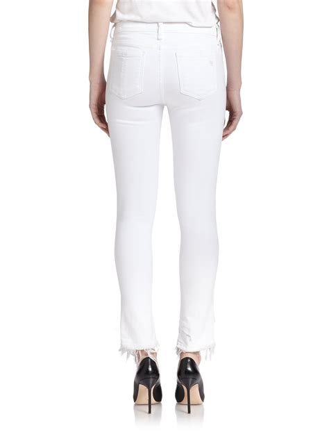 Rag And Bone The Frayed Hem Capri Skinny Jeans In Bright White White Lyst