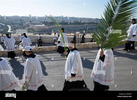 Jerusalem Israel March 24 Catholic Palm Sunday Procession From