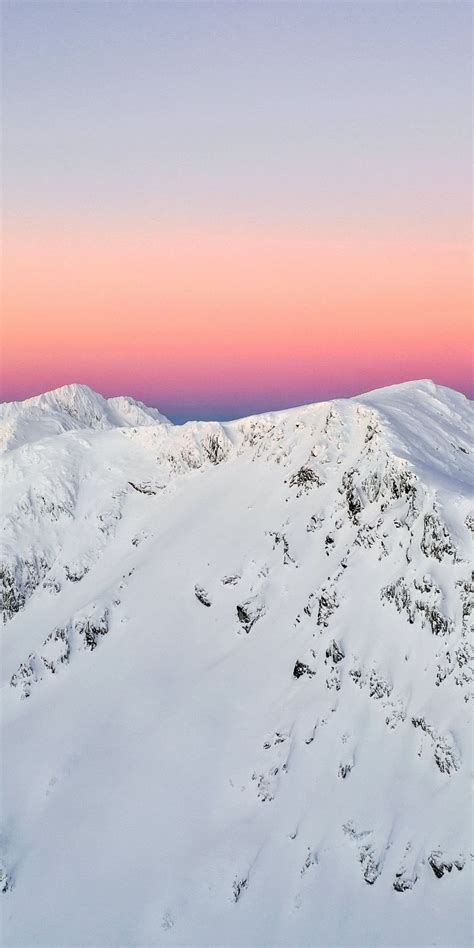 Mountain Peaks Snowy Layer Nature 1080x2160 Wallpaper Sunset