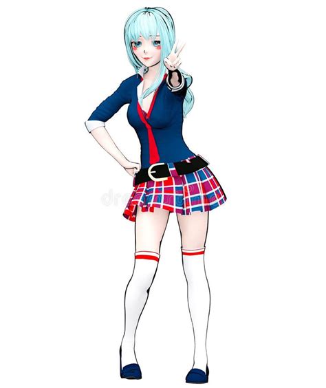 3d Japanese Anime Schoolgirl Stock Illustration Illustration Of Design Funny 111777904