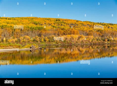 The Clearwater River In Autumn As It Passes Beside Fort Mcmurray