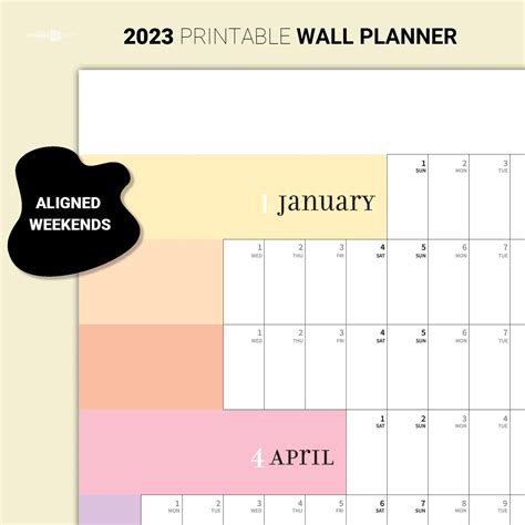2023 Wall Planner Printable Calendar 2023 Large Calendar Etsy