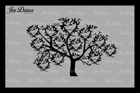Ms office, pdf & image exports. Heart Family Tree 12 Names SVG DXF EPS PNG By Jen Dzines ...