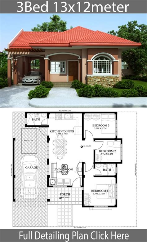 Home Design Plan 13x12m With 3 Bedrooms Home Design With Af6 Model