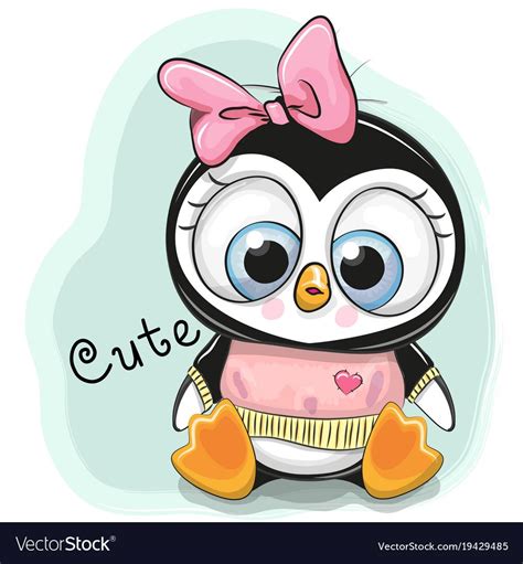 Cute Cartoon Penguin Girl On A Blue Background Download A Free Preview Or High Quality Adobe