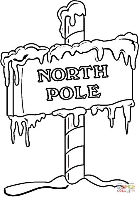 North Pole Sign Coloring Page Free Printable Coloring Pages