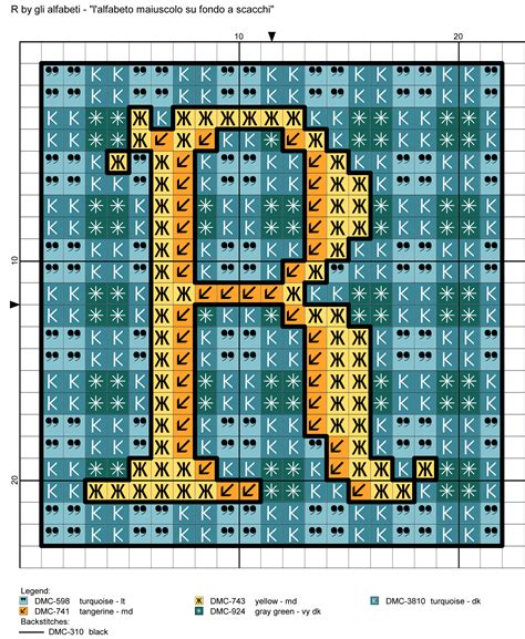 Uppercase Alphabet On Checkered Background Cross Stitch Patterns