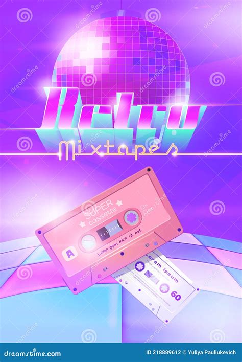 cassettes poster retro disco party 80s 90s banner vintage audio cassette club flyer festival
