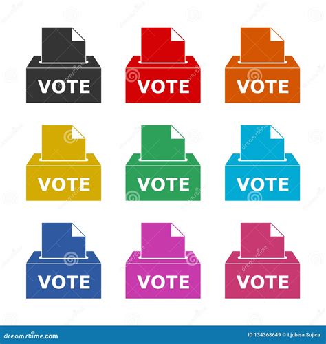 Voting Box Illustration With Inserting Paper Sheet Ballot Box Icon Or