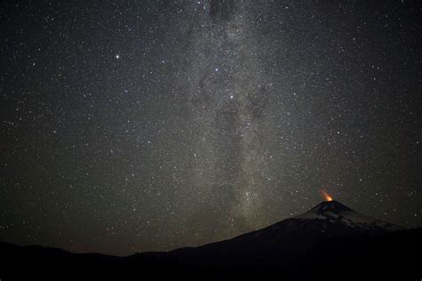 The Villarrica Volcano Is Seen At Night From Pucon Chile Cristobal