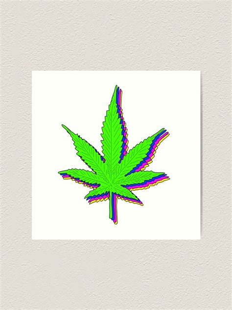 Trippy Weed Leaf Art Print For Sale By Mdlad Redbubble