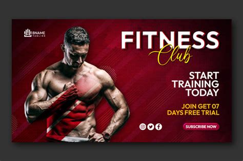 Fitness And Gym Youtube Thumbnail Banner Gráfico Por Rsgraphicpoint