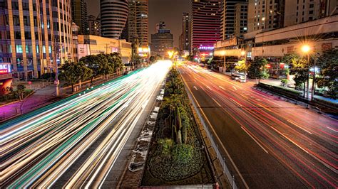Time Lapse Photography Of City During Night Urban Shanghai Street