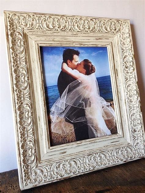 Wedding Photo Frame Antique White Shabby Chic Picture Frame 8x10