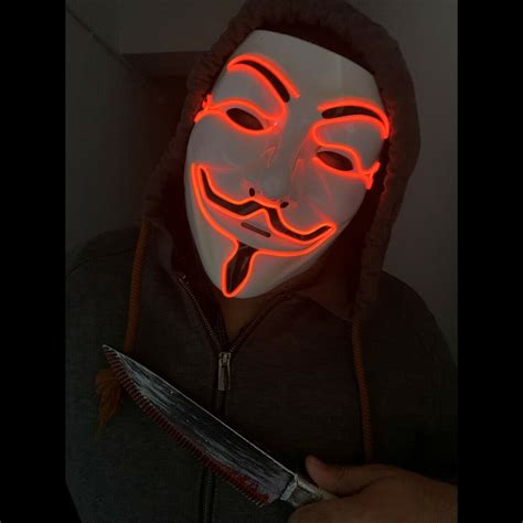 Anonymous Led Red Mask Light Up Scary Bonfire Night Halloween Etsy